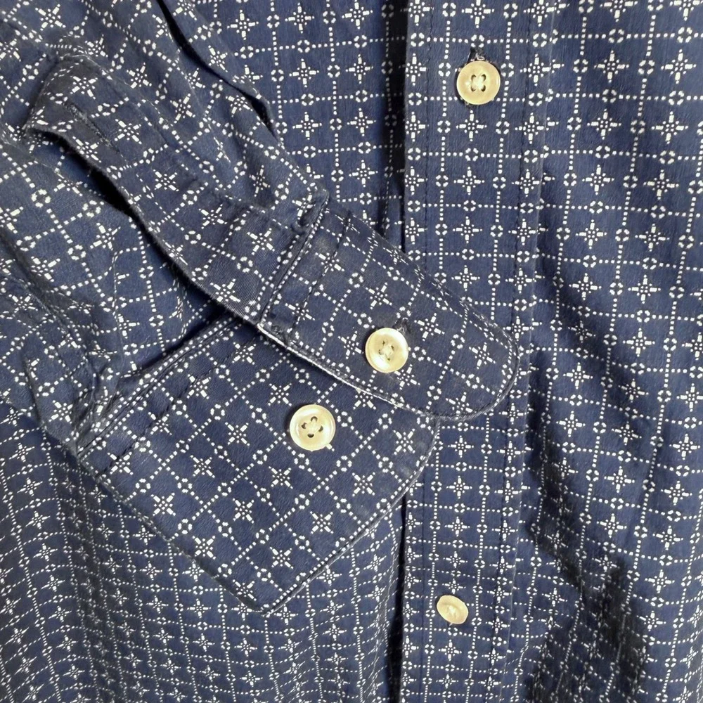 Rough Stock Panhandle Slim Mens XL Blue Geometric Cotton Button Up Shirt Western - Picture 9 of 11